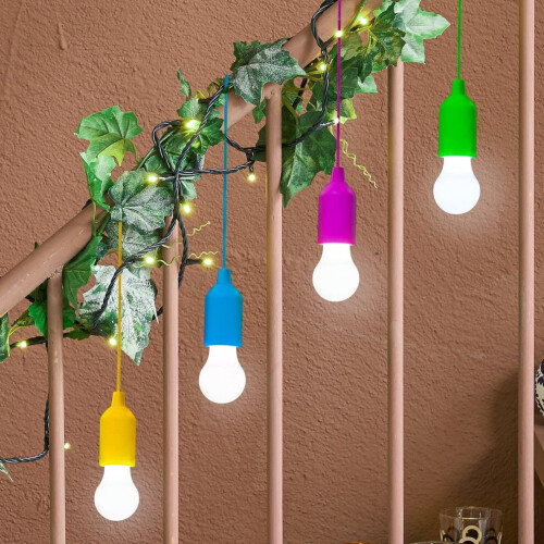 4 Cord Bulb Lights Light Bulb Battery Operated Hanging Pull Cord Lamp Decorative 1
