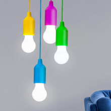 4 Cord Bulb Lights Light Bulb Battery Operated Hanging Pull Cord Lamp Decorative