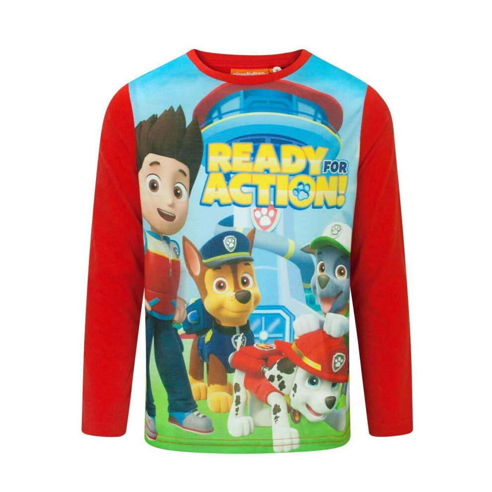 (3 Years, Red) Paw Patrol Boys Ready For Action Long-Sleeved T-Shirt