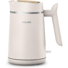 Philips Eco Conscious Edition Kettle 5000 Series, 100% Bio-based plastics*, 1.7 L Capacity, Cordless 360 Pirouette Base, Silk White Matt Finish