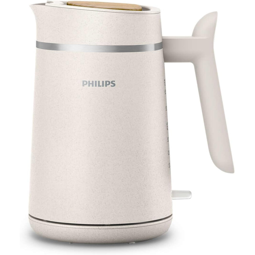 Philips Eco Conscious Edition Kettle 5000 Series, 100% Bio-Based Plastics*, 1.7 L Capacity, Cordless 360 Pirouette Base, Silk Matt Finish White