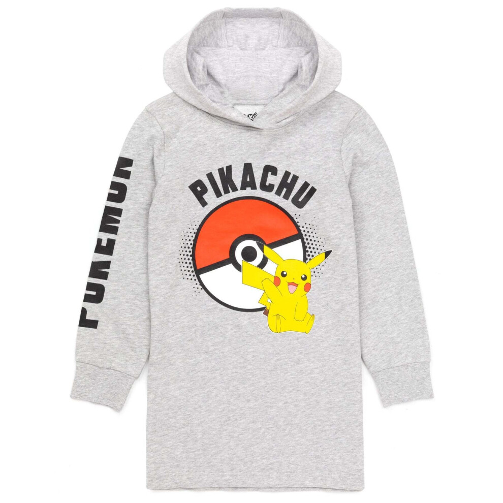 (7-8 Years, Grey) Pokemon Girls Pikachu Hoodie Dress