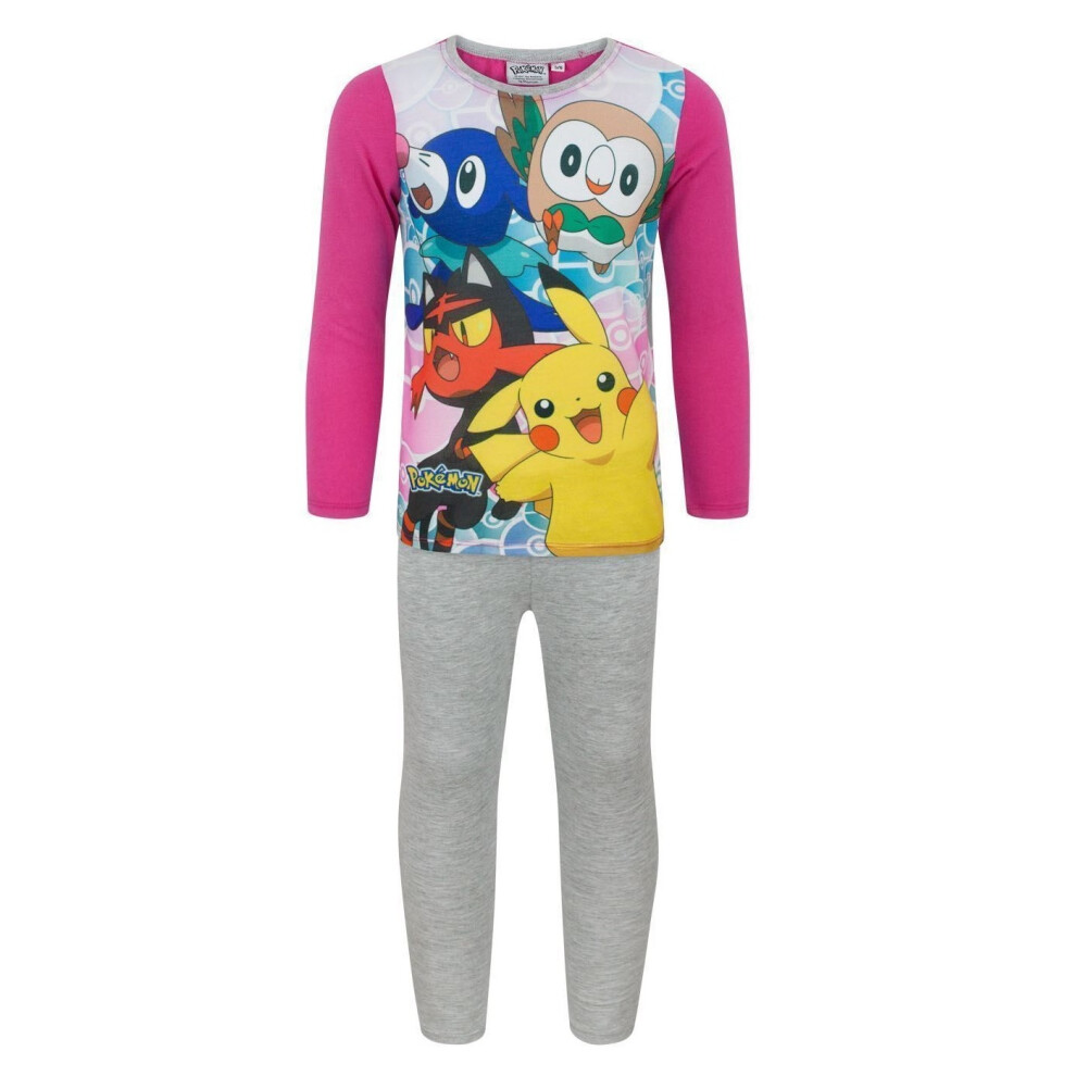 (5-6 Years, Pink/Grey) Pokemon Girls Characters Pyjama Set