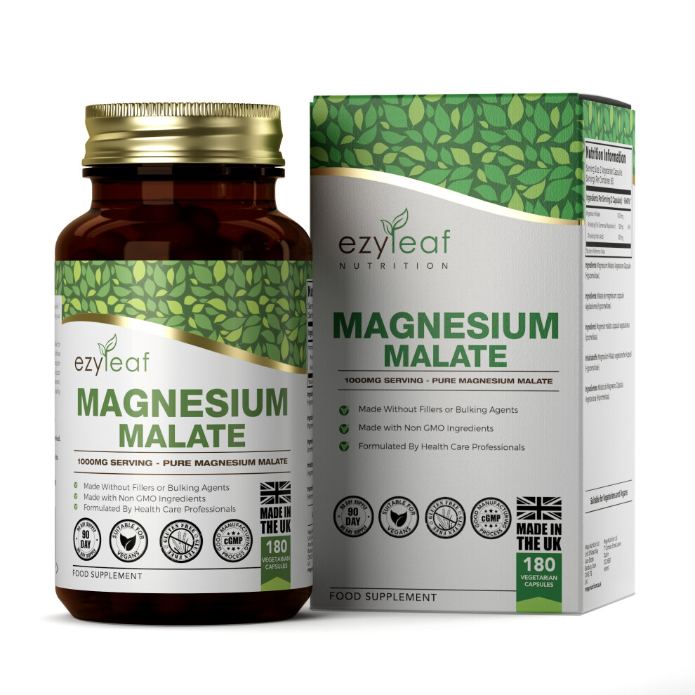 Ezyleaf Magnesium Malate 500mg x180 Veg Capsules