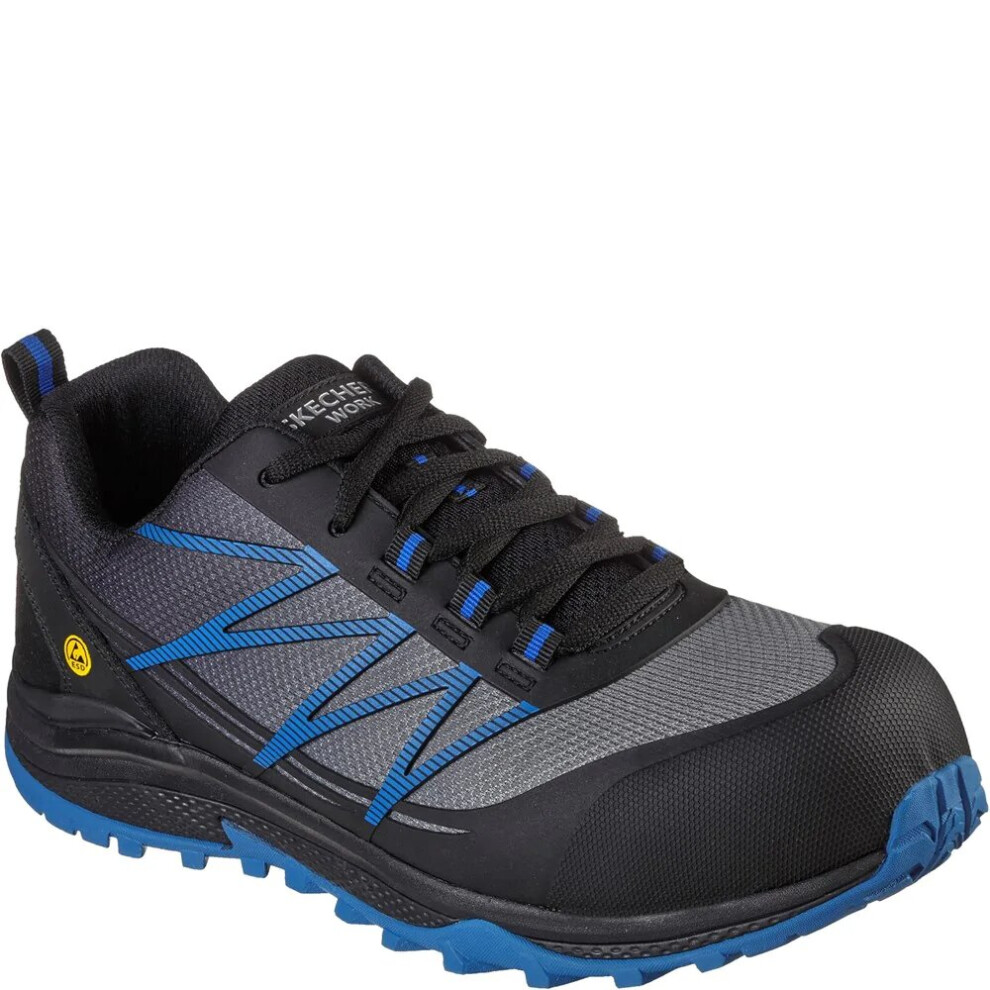 (8 UK, Black/Blue) Skechers Mens Puxal Leather Safety Trainers