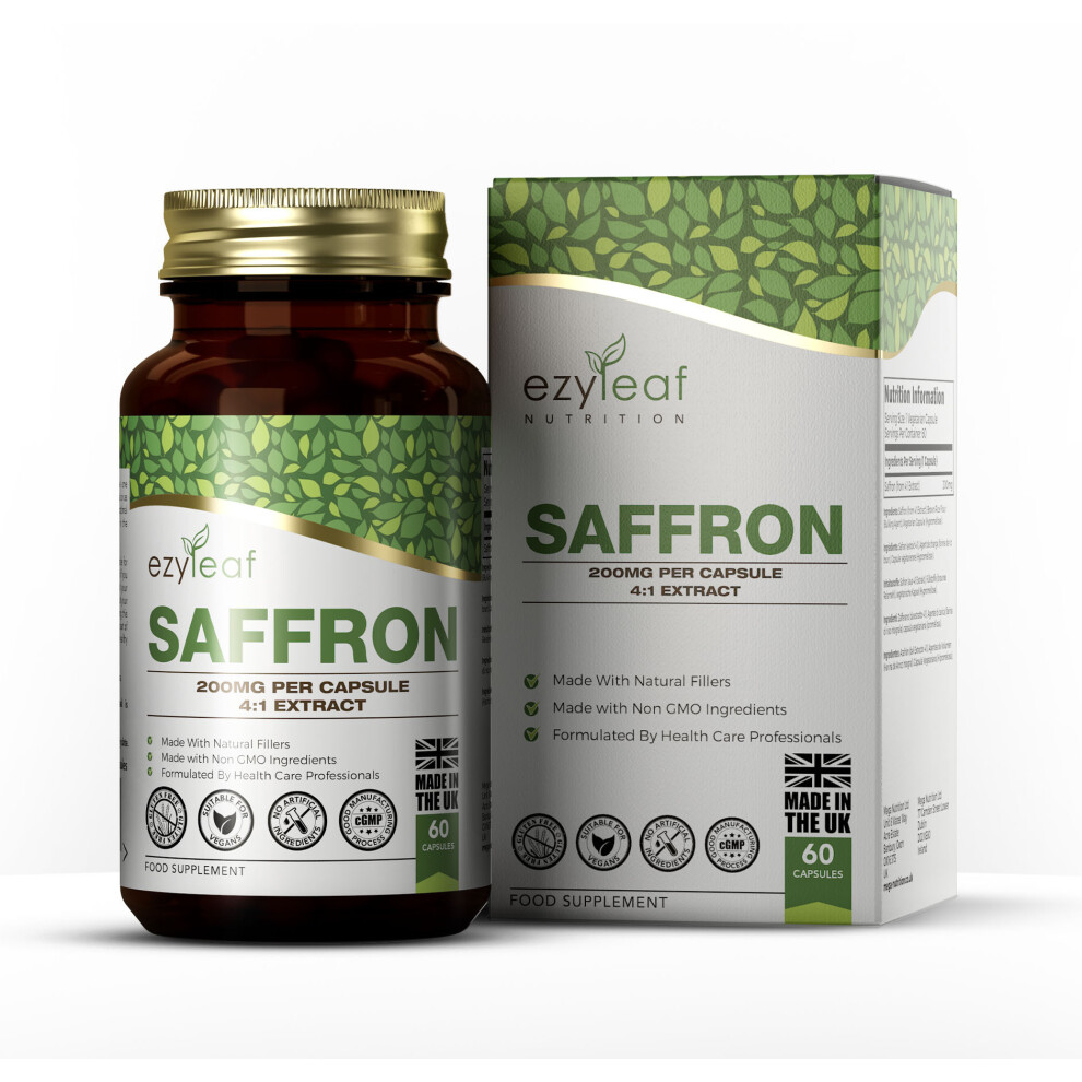 Ezyleaf Saffron Extract 200mg 60 Veg Capsules - Mood Support