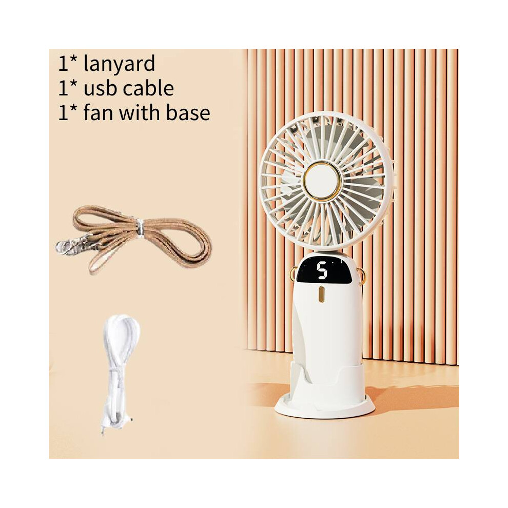 (White) Hand Held Desk Fan Mini Folding Cooler Phone Stand Rechargeable Portable Summer White