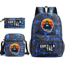 (Style 5) Gorilla Tag monke 3-piece schoolbag men and women students school season backpack crossbody bag pen bag set