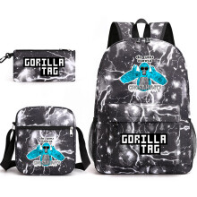 (Style 8) Gorilla Tag monke 3-piece schoolbag men and women students school season backpack crossbody bag pen bag set