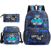 (Style 7) Gorilla Tag monke 3-piece schoolbag men and women students school season backpack crossbody bag pen bag set