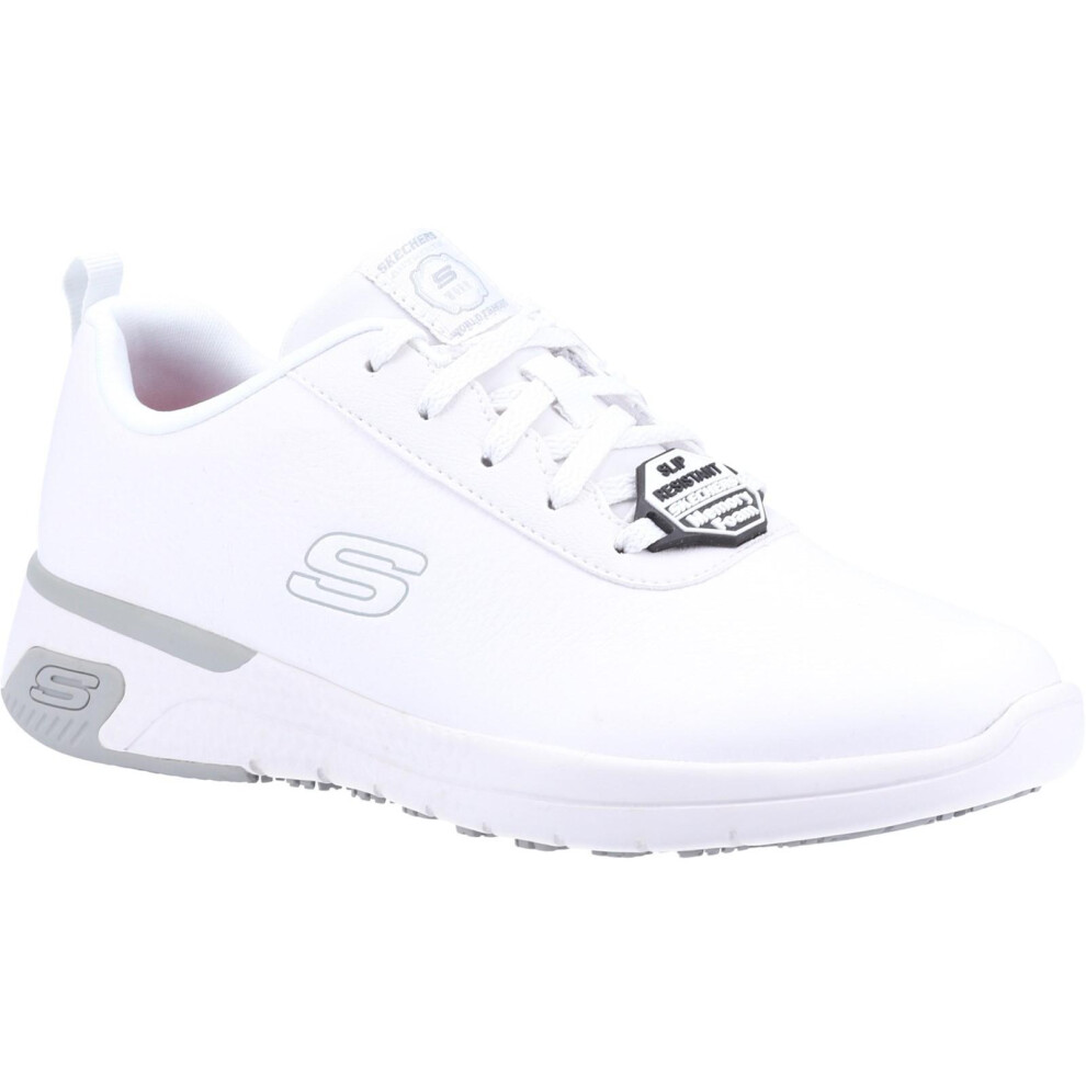 (3 UK, White) Skechers Womens/Ladies Marsing Gmina Slip Resistant Leather Trainers