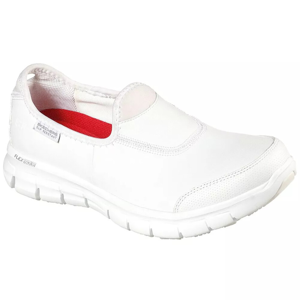 (5 UK, White) Skechers Womens Sure Track Slip Resistant Slip On Work Shoe