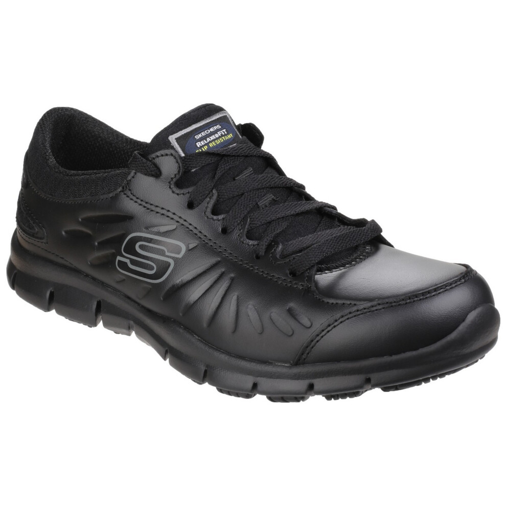 (4 UK, Black) Skechers Occupational Womens/Ladies Eldred Slip Resistant Lace Up Work Shoes