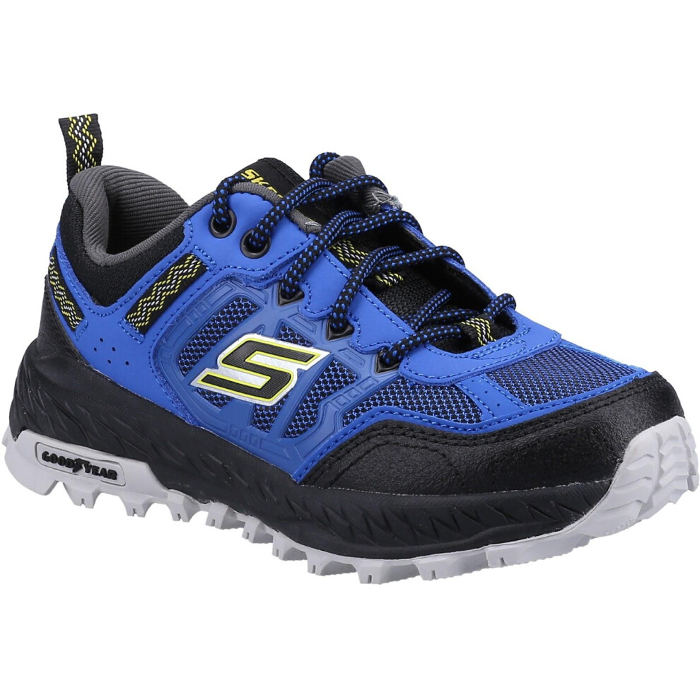 (12 UK Child, Royal Blue/Black) Skechers Boys Fuse Tread Leather Trainers