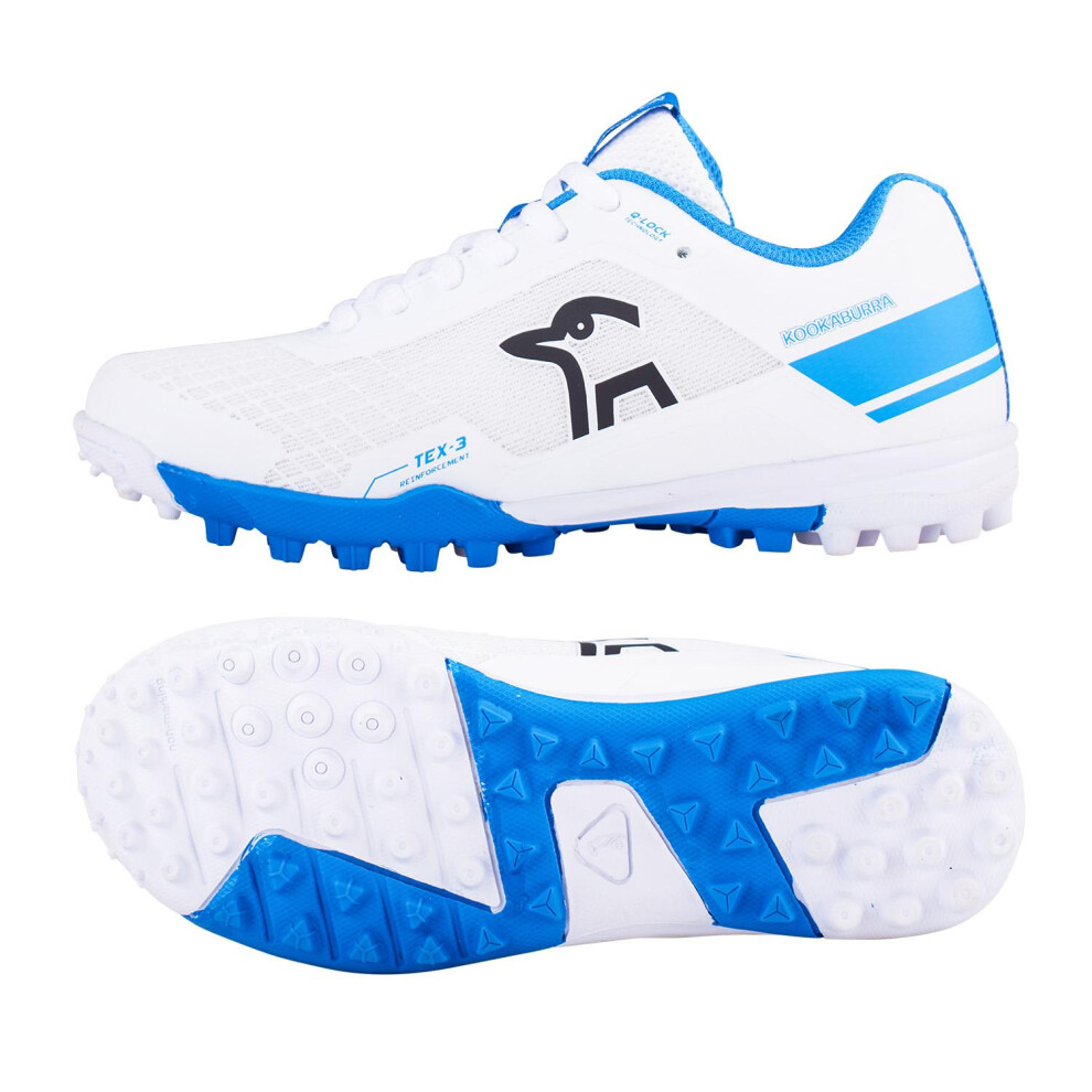 (12 UK Child, White/Royal Blue) Kookaburra Childrens/Kids KC 5.0 2023 Rubber Cricket Shoes