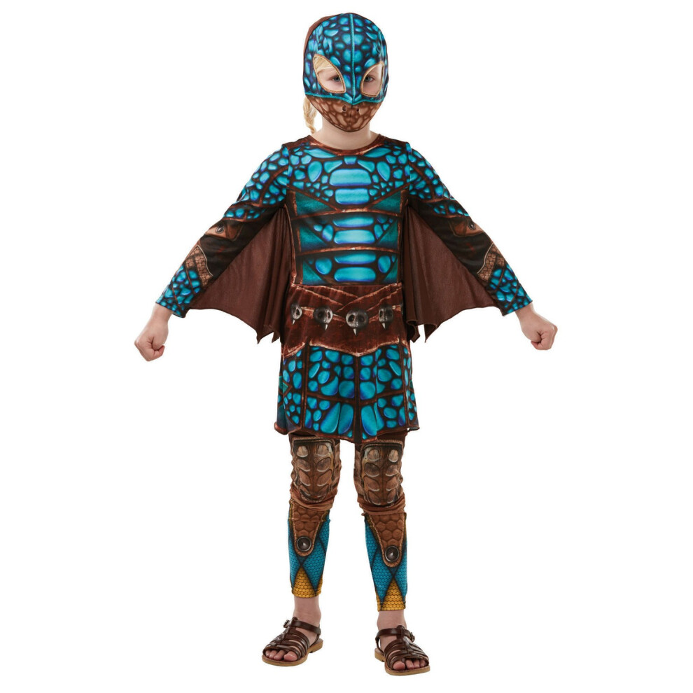 (3-4 Years, Brown/Blue) How To Train Your Dragon Girls Deluxe Astrid Battlesuit Costume