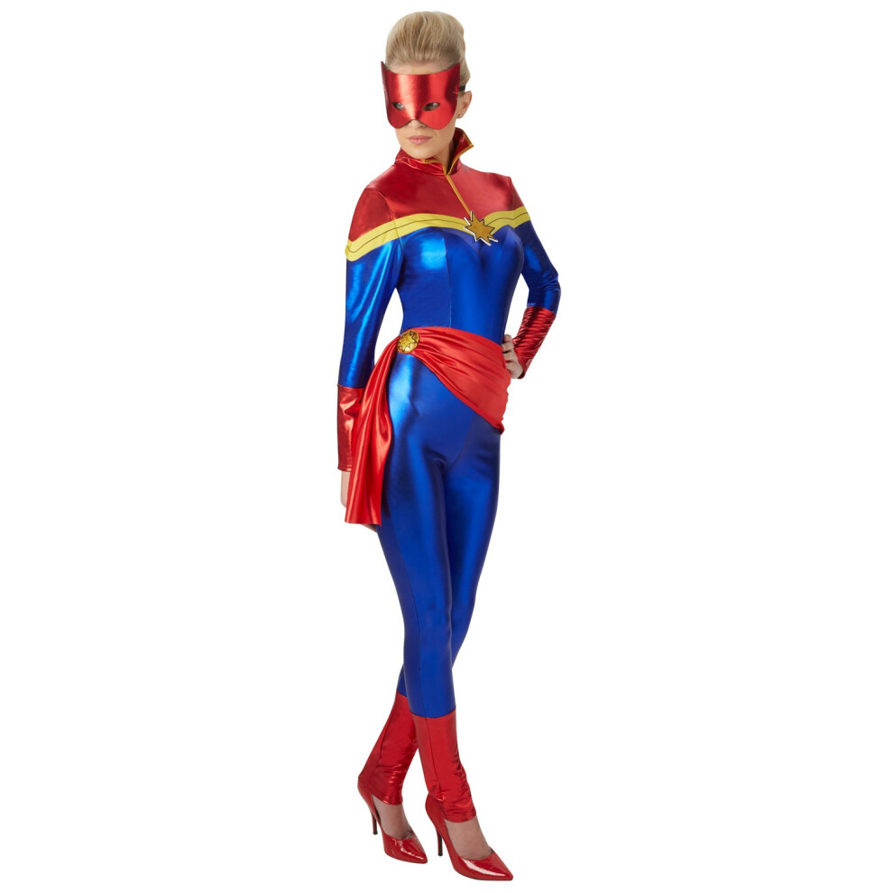 (L, Blue/Red) Captain Marvel Womens/Ladies Costume