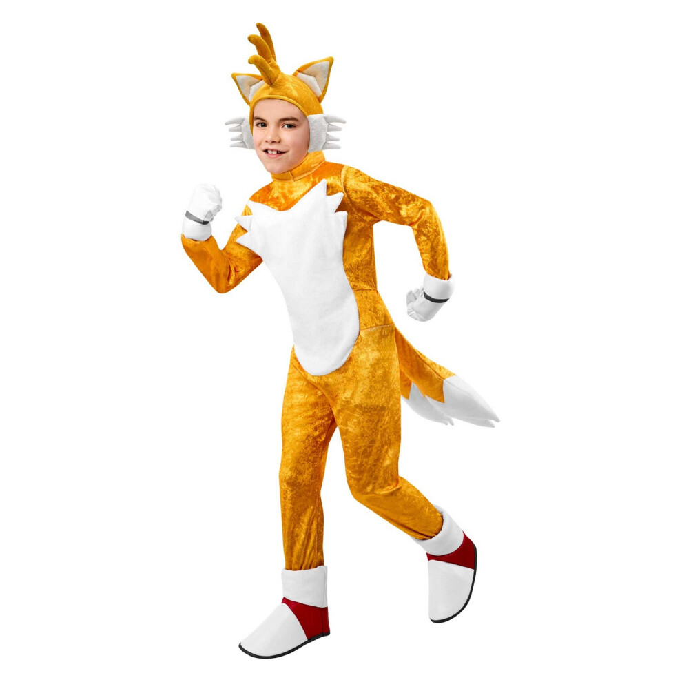 (S, Gold/White) Sonic The Hedgehog Childrens/Kids Deluxe Tails Costume