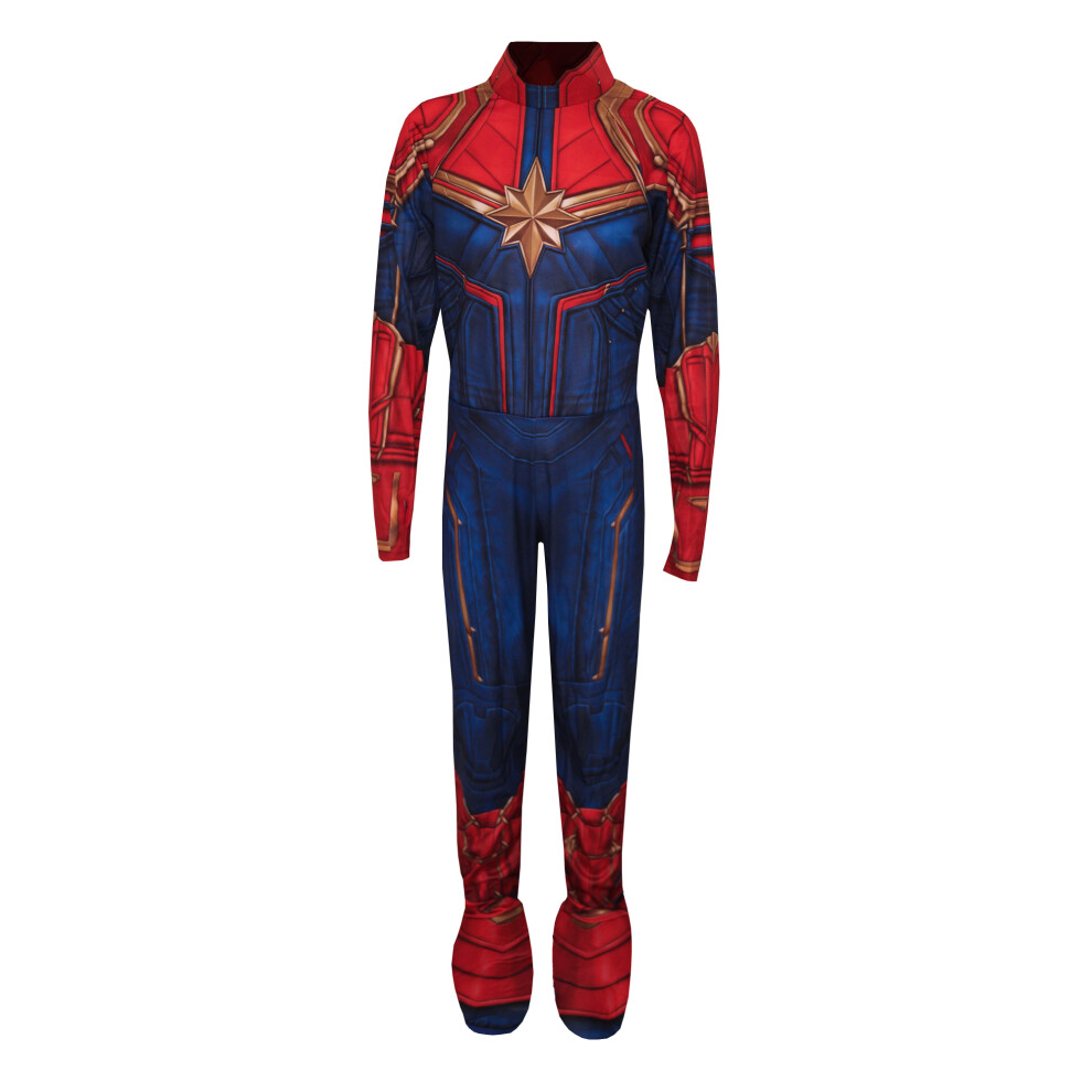 (S, Blue/Red/Gold) Captain Marvel Girls Costume