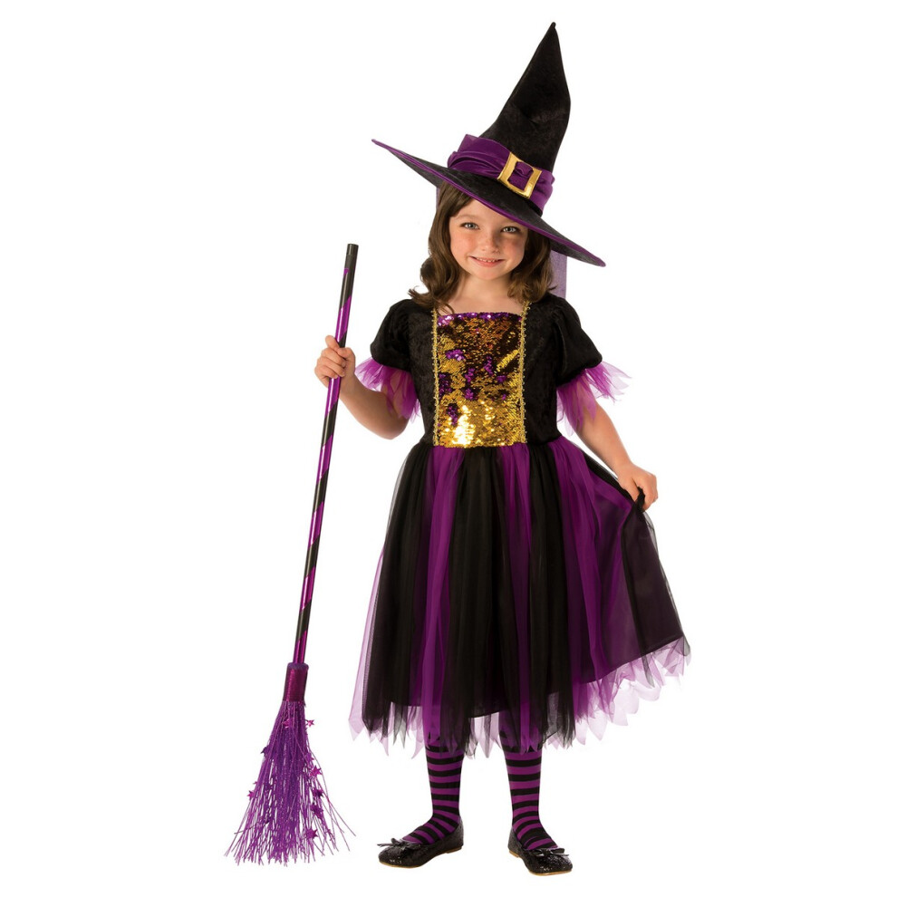 (3-4 Years, Purple/Gold) Rubies Girls Witch Costume Set