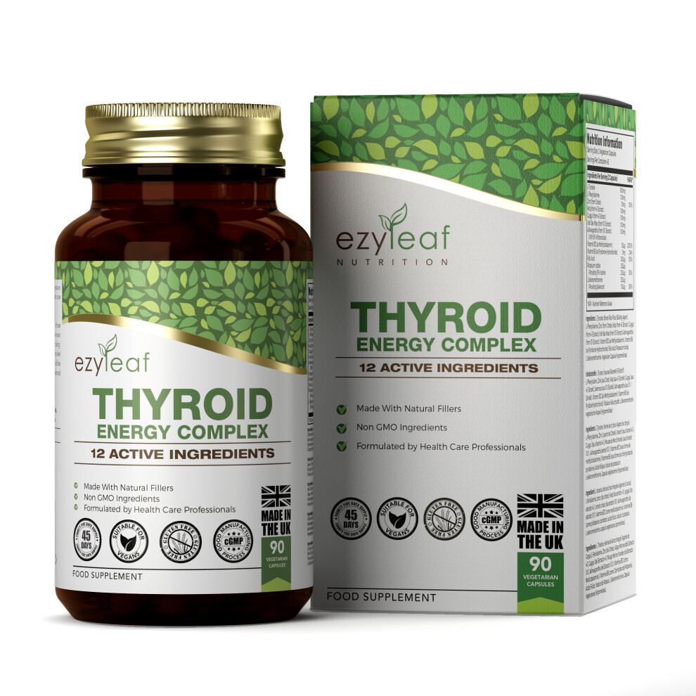 Ezyleaf Thyroid Energy Complex Iodine Tyrosine Ashwagandha 90 Capsules