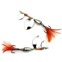 5Pcs feather fishing hooks,Rooster Tail, Fishing Spinner Spoon Lures Rotatable Inline Bass Trout Fishing Tackle Baits