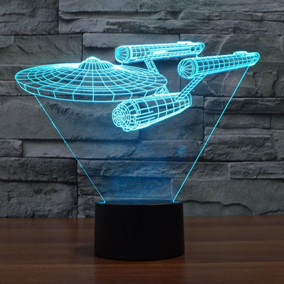Gogerstar Night Lights 3D Optical Illusion Multi-Colored Change Touch Controlled Desk Lamp Battleship Bedside Lamp Christmas Gift