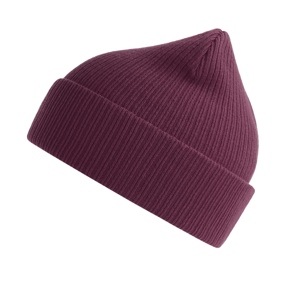 (One Size, Burgundy) Atlantis Unisex Adult Nelson Ribbed Organic Cotton Beanie-image-OPC-PF7C7QN-NEW