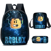 (Style E) 3pcs Roblox Schoolbag Lunch Bag Pencil Case Set Backpack Kids Education Gift
