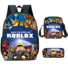 (Style A) 3pcs Roblox Schoolbag Lunch Bag Pencil Case Set Backpack Kids Education Gift