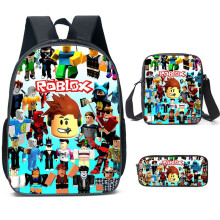 (Style D) 3pcs Roblox Schoolbag Lunch Bag Pencil Case Set Backpack Kids Education Gift