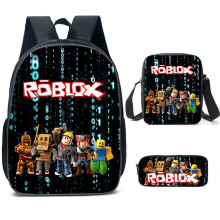 (Style F) 3pcs Roblox Schoolbag Lunch Bag Pencil Case Set Backpack Kids Education Gift