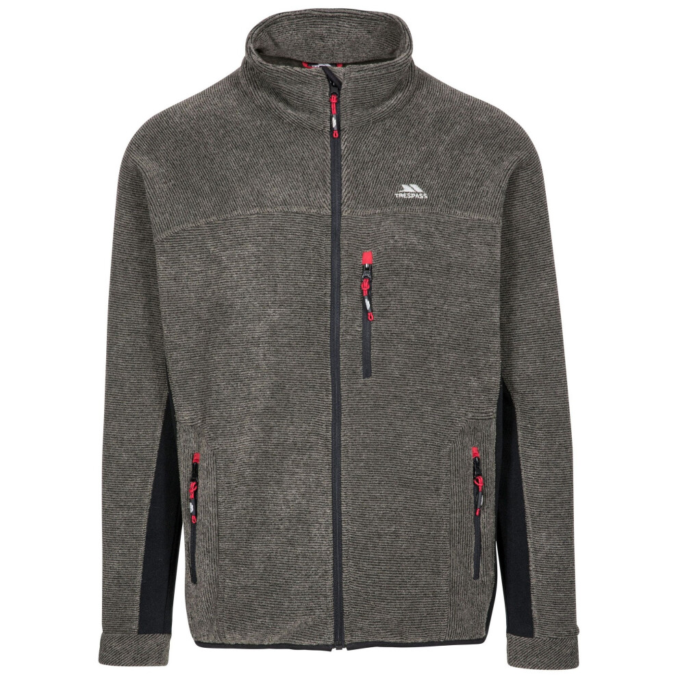 (M, Olive Stripe) Trespass Mens Jynx Full Zip Fleece Jacket