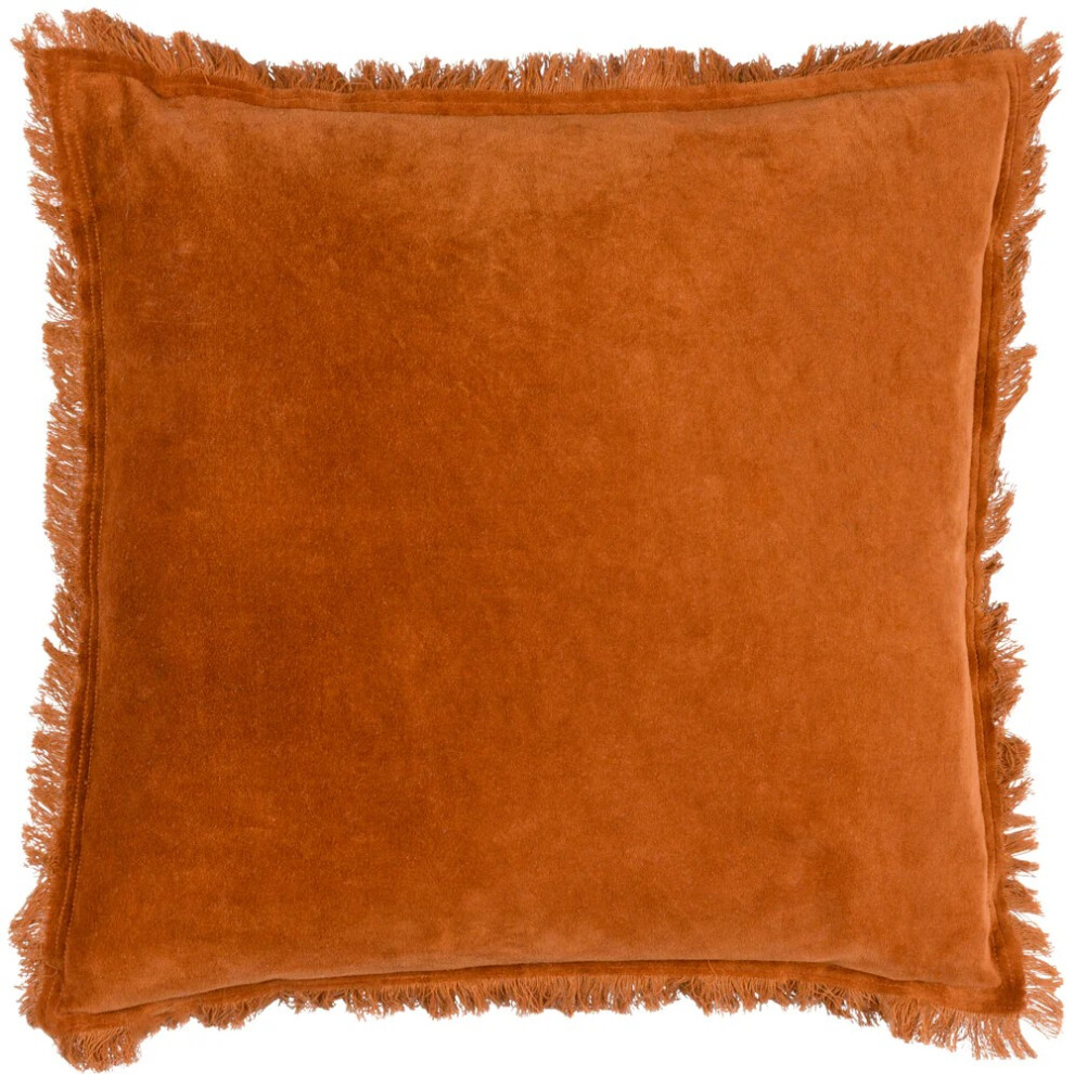 (45cm x 45cm, Rust) Yard Jaye Velvet Fringe Cushion Cover