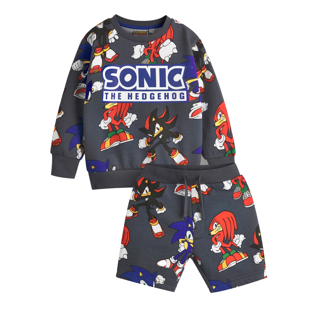 (9-10 Years, Grey) Sonic The Hedgehog Boys Sweatshirt and Shorts Set