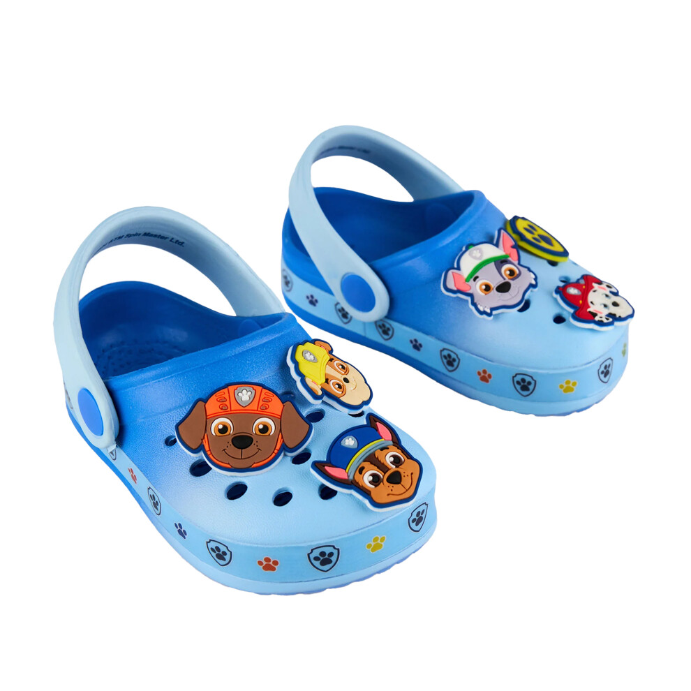 (12 UK Child, Blue) Paw Patrol Boys Badge Clogs