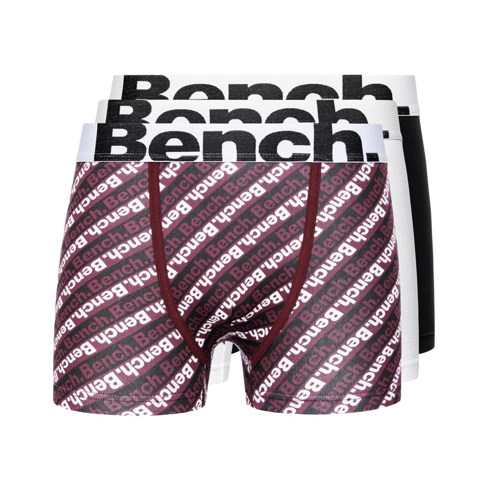 (S, Red/White/Black) Bench Mens Mendes Boxer Shorts (Pack of 3)