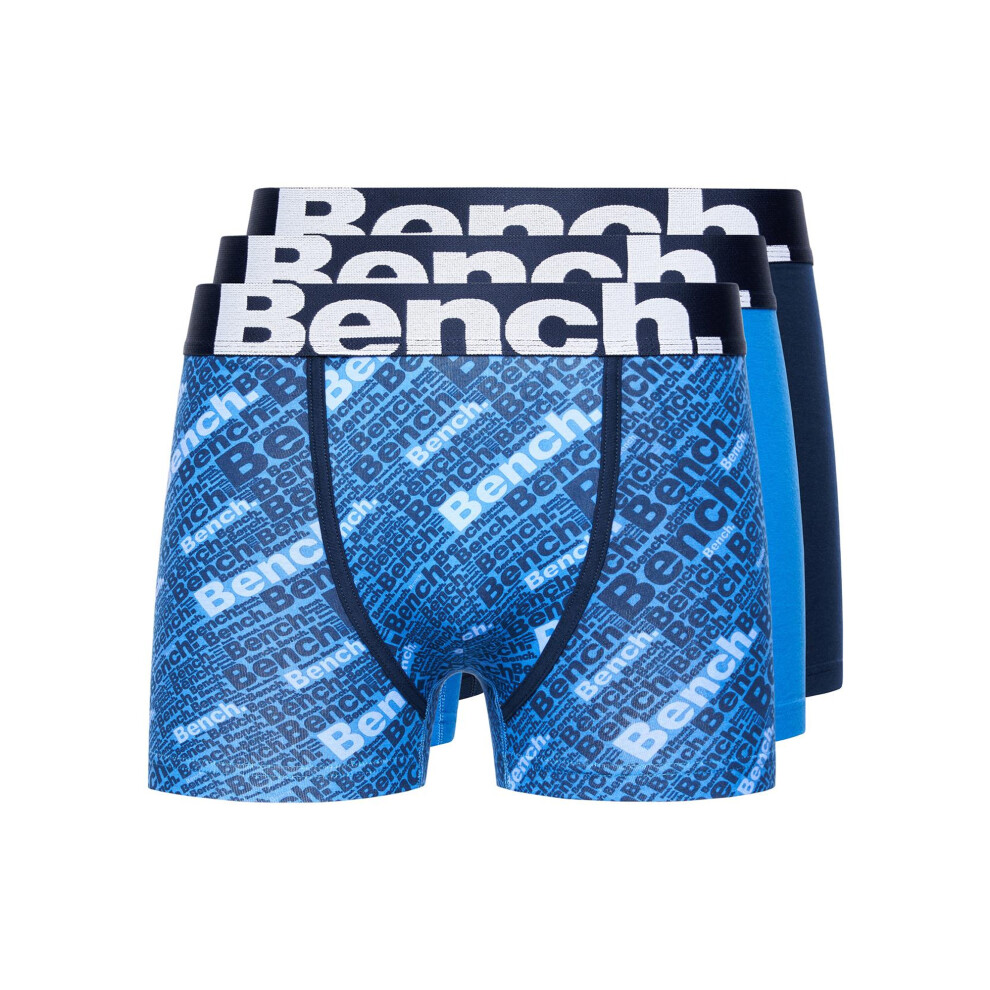 (XXL, Blue/Navy) Bench Mens Bamber Assorted Designs Boxer Shorts (Pack of 3)