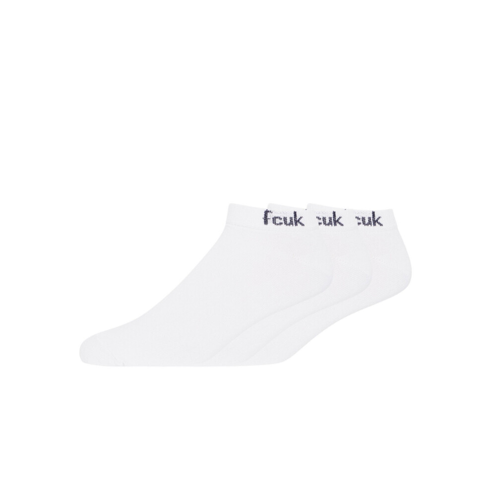 (7 UK-11 UK, White/Marine) French Connection Unisex Adult Trainer Socks (Pack of 3)