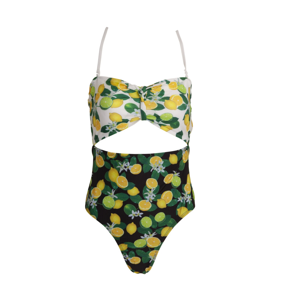 (XS, Green) Brave Soul Womens/Ladies Fruit Print Bandeau Swimming Costume