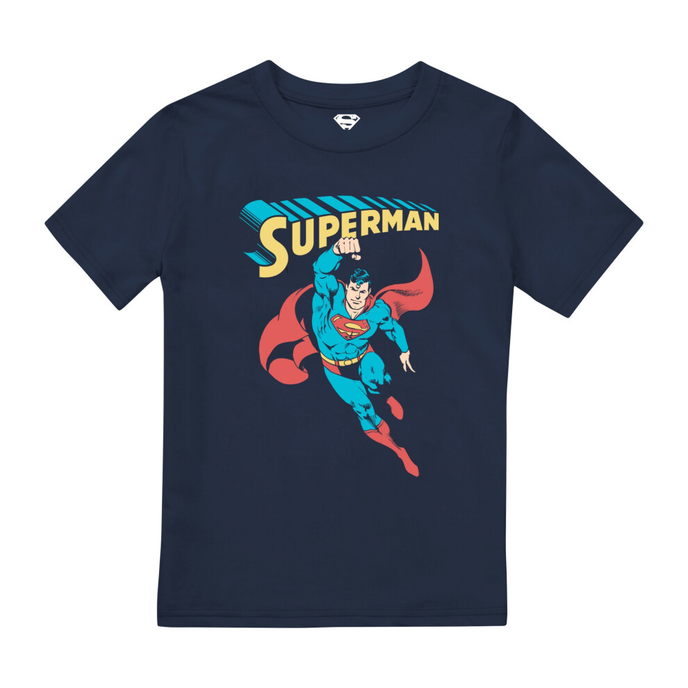 (7-8 Years, Navy) Superman Boys Superhero T-Shirt