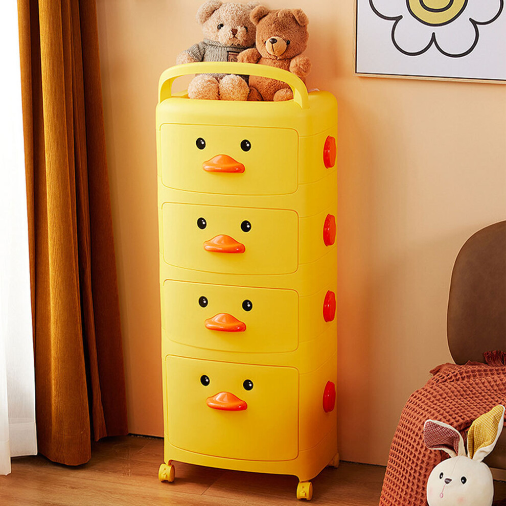 (4-Tier) 3/4-Tier Cute Yellow Duck Storage Cart with Wheels