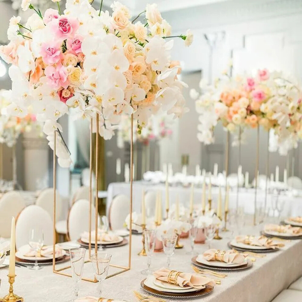 (Gold,30*30*80cm) Metal Column Flower Stand for Wedding Decoration