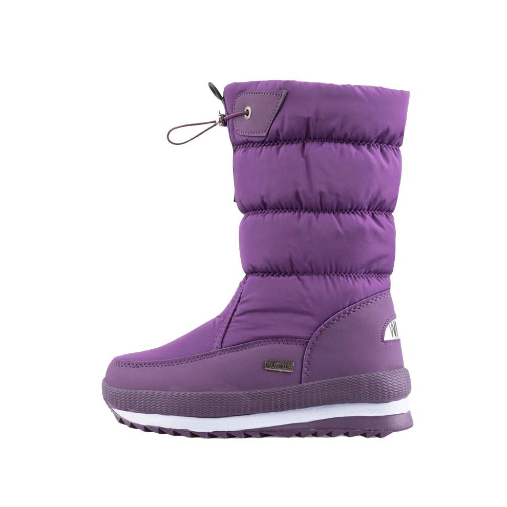 (Purple, 36?Foot Length23cm/9.2in) Women Winter Snow Boots Middle Tube Non Slip Large Size Keep Warm Cotton Shoes