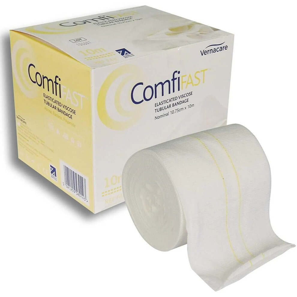 Comfifast Tubular Bandage Yellowline10.75cmx10m Viscose Reusable-1Pack