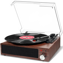(Walnut) Record Player, Vinyl Record Player with Speakers Vintage Turntable for Vinyl Records, Belt-Drive 3-Speed 33/45/78 RPM LP Vinyl Player
