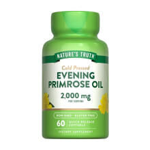 Nature's Truth Cold Pressed Evening Primrose Oil 2000mg |60 Quick Release Softgels|Non-GMO, Gluten Free|Vitamins & Dietary Herbal Supplements