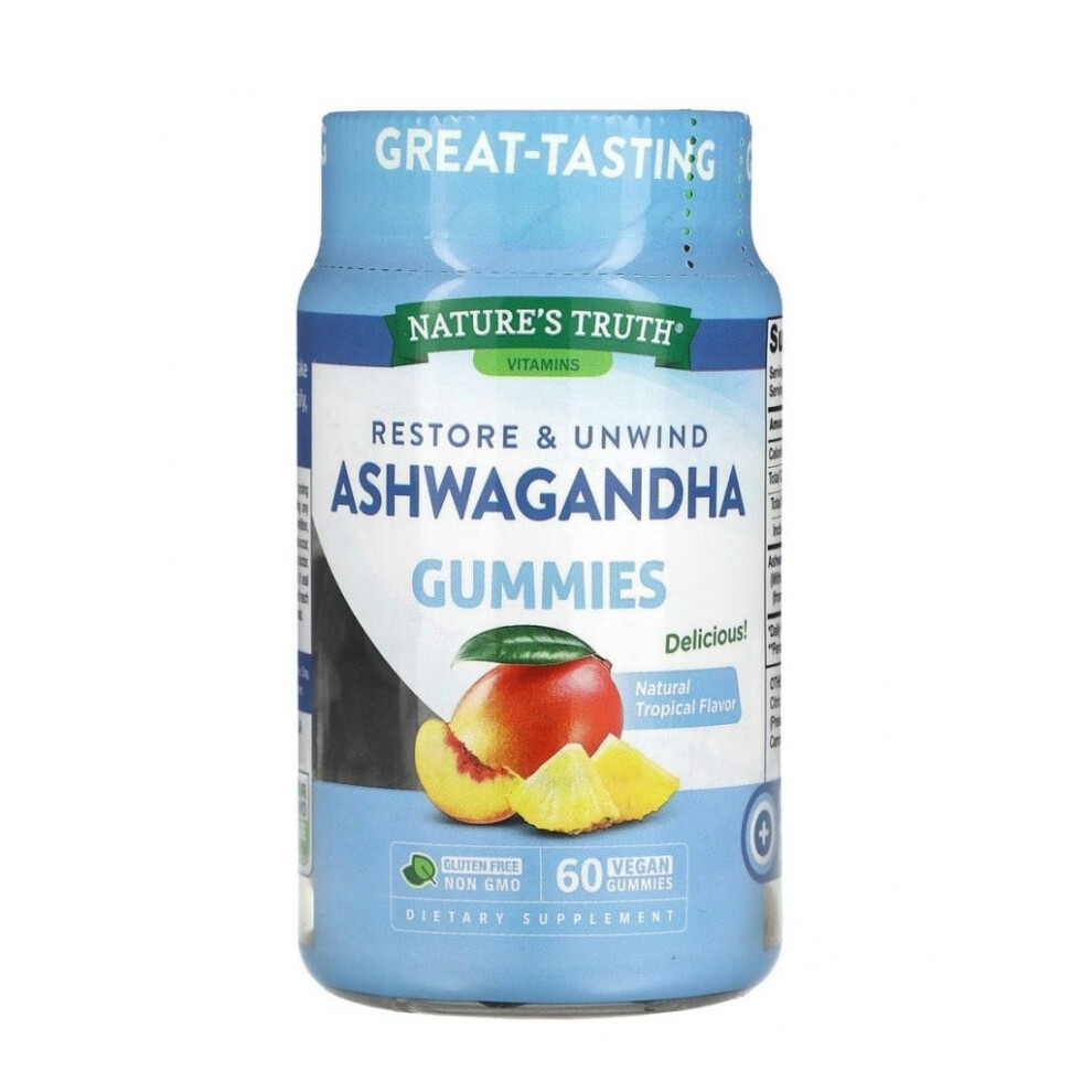 Nature's Truth Ashwagandha Gummies|Natural Tropical Flavor|60 Vegan Gummies|Non-GMO & Gluten Free|Vitamins & Minerals|Herbal Supplements