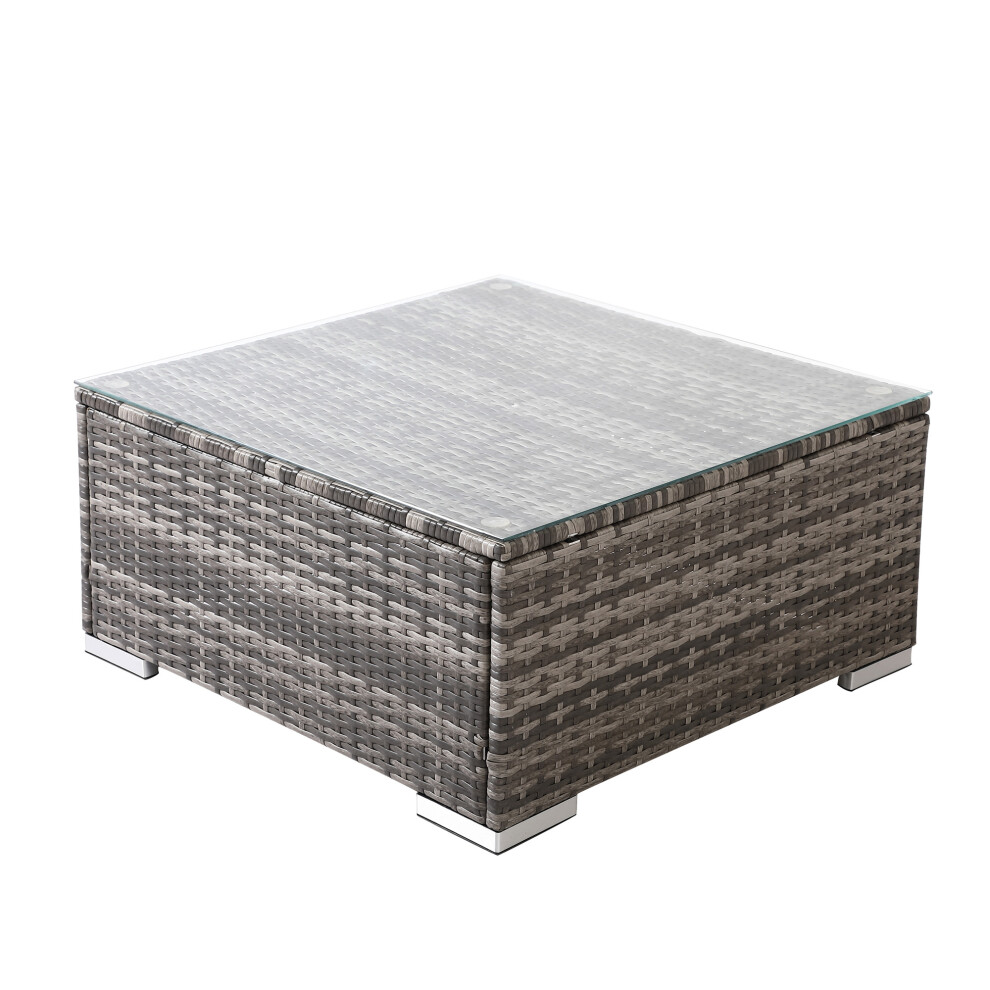 AREBOS polyrattan glass table coffee table garden table gray