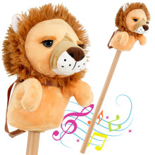 (Lion) The Magic Toy Shop Kids Safari Animals Hobby Horse Toy with Sounds Horse Toys for Girls & Boys
